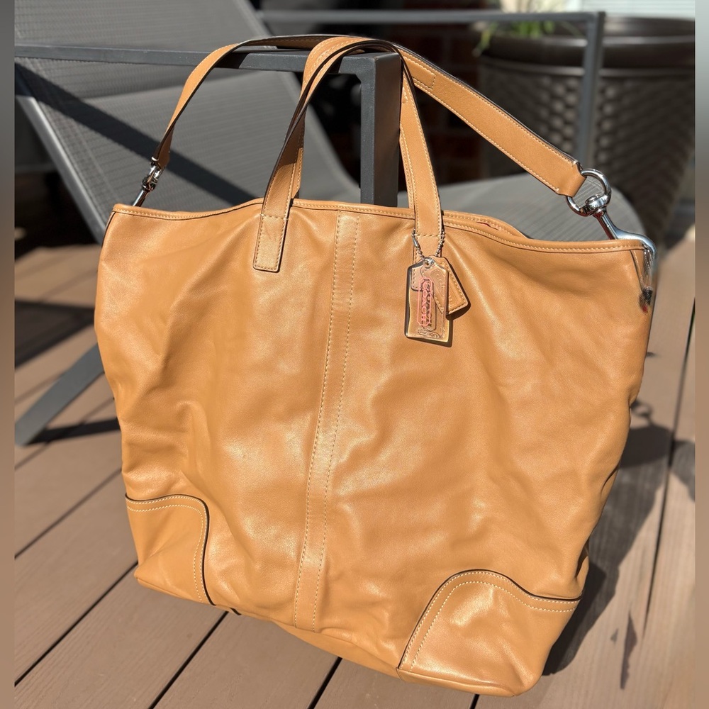 Coach Tan Leather Tote with Vintage Appeal